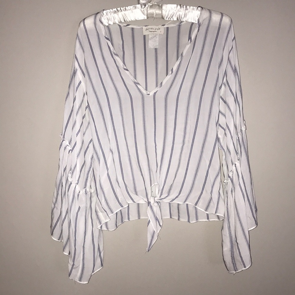 White and blue striped, loose blouse